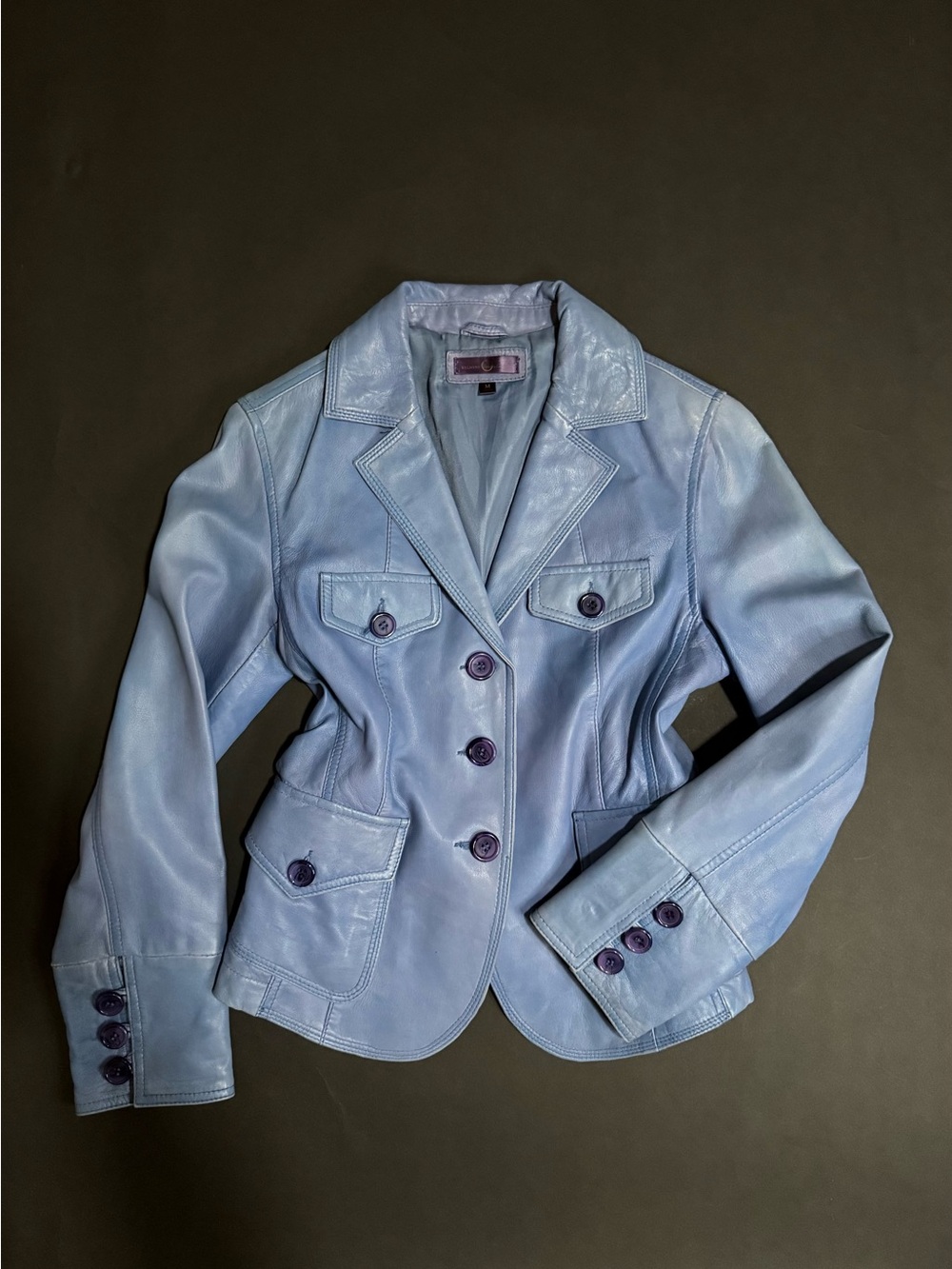 Wilsons Leather Light Blue Women's Tailored Button Blazer